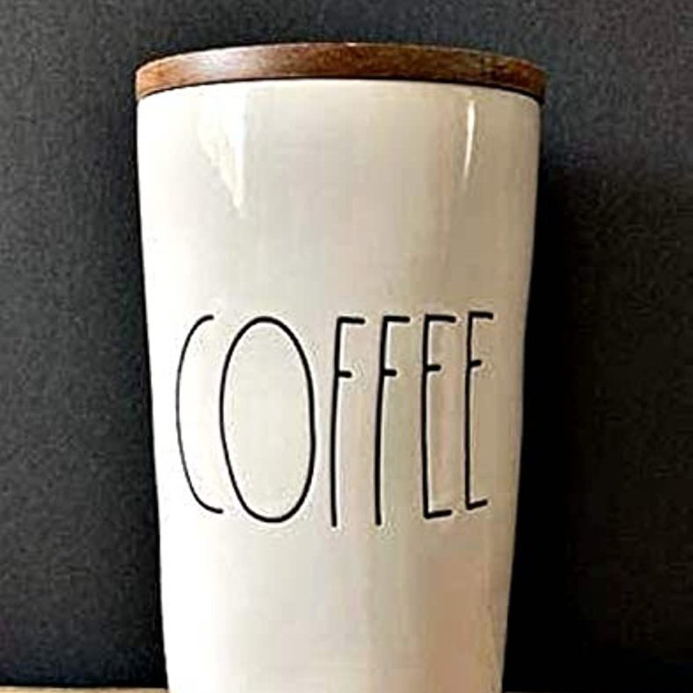 Rae Dunn COFFEE Cellar with Wooden lid